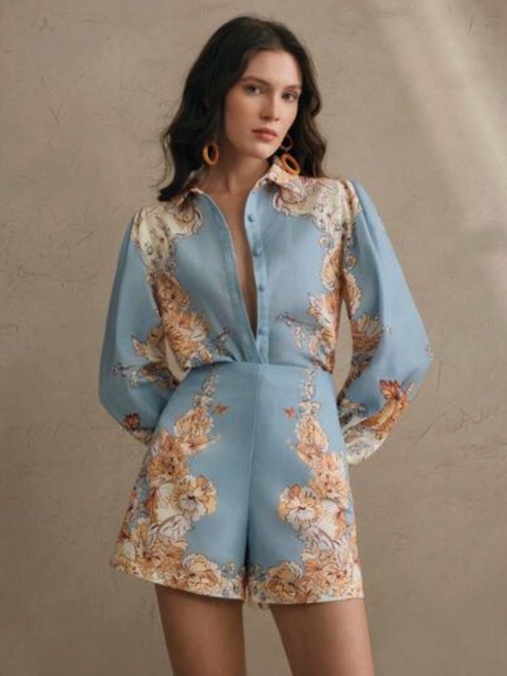 Anewsta Floral Two Piece Set Blouse Shorts NWT - Picture 2 of 13
